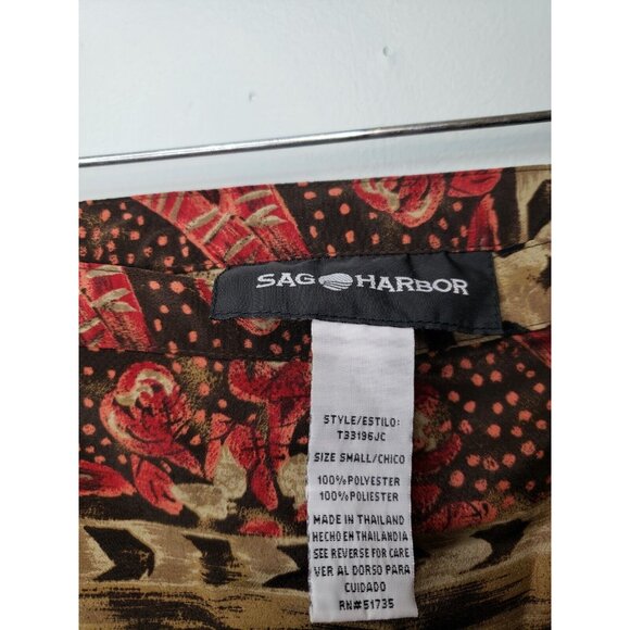 Sag Harbor Womens Sz S Skirt Bohemian Floral Red Tan Button Zip Abstract Tier - Picture 5 of 5